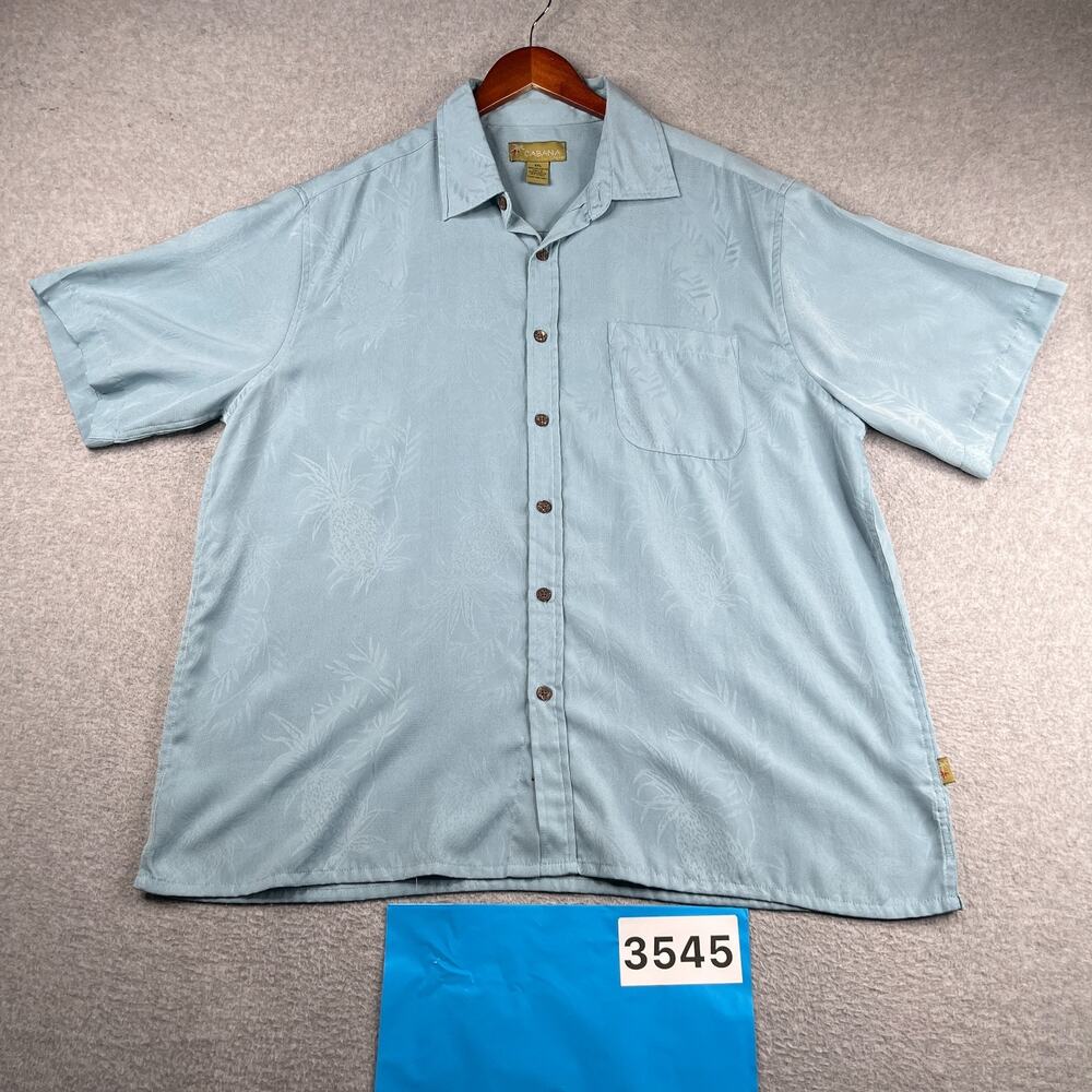 Cabana Shirt 2XL Blue Tropical Print Casual Button Up Short Sleeve Mens